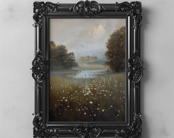 Pemberley Manor Pride and Prejudice Art Print, Jane Austen Inspired Wall Art, Romantic Vintage Print Cottagecore English Countryside Decor