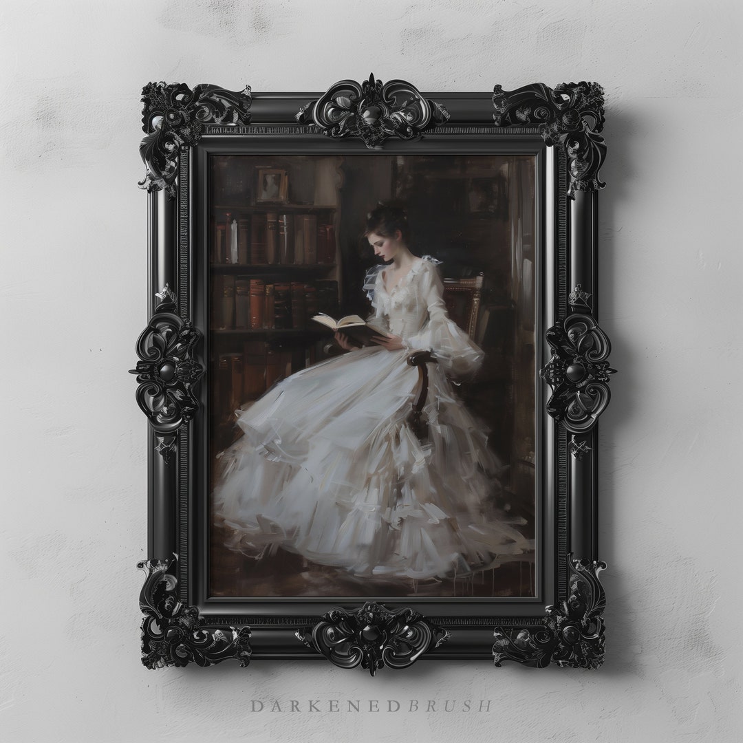 Antique Portrait Woman Reading Printable, Elegant Reading Wall Art ...