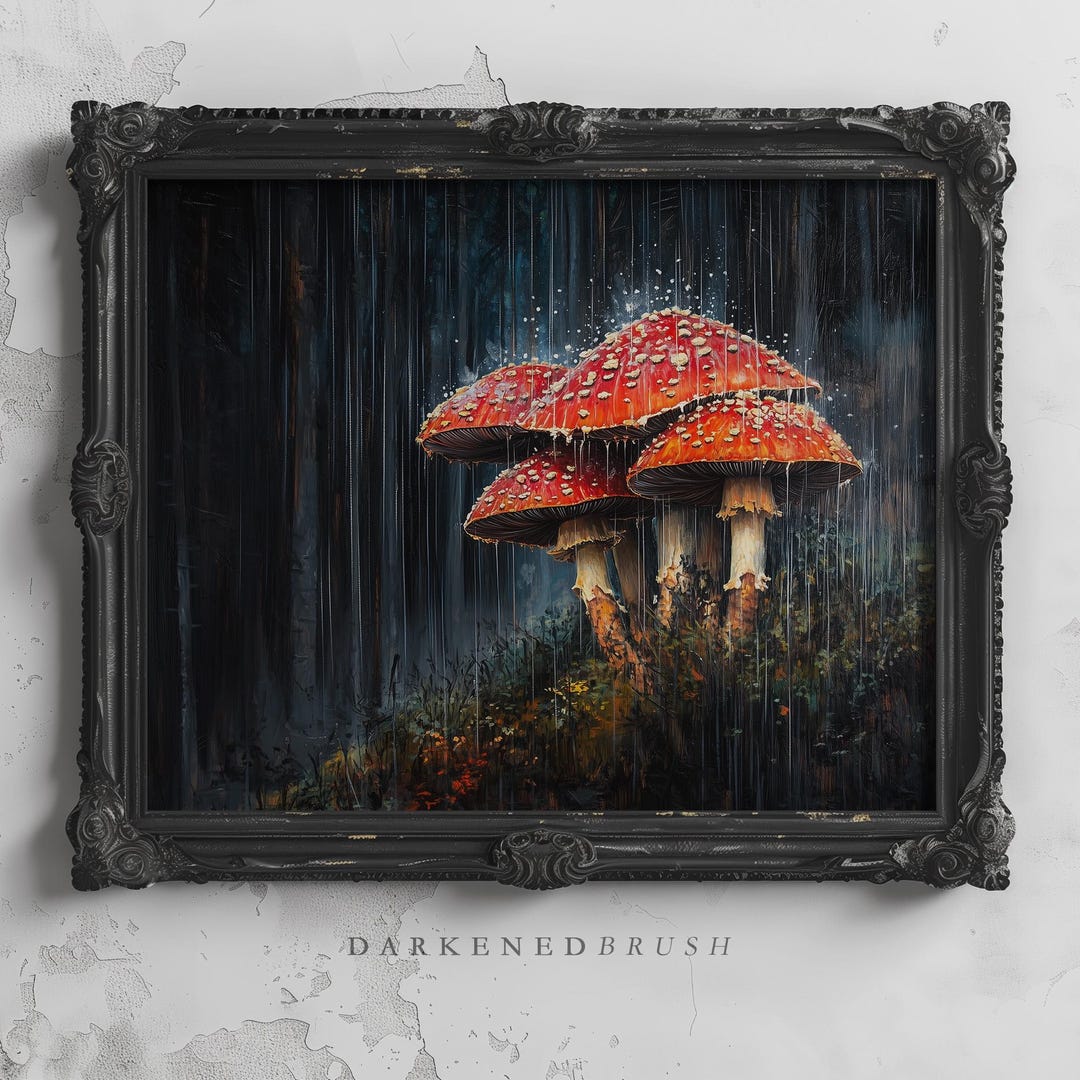 Moody Amanita Mushroom Art Printable Dark Cottagecore Woodland Enchanted Forestcore Wallart Botanical Nature Mushroom Decor Digital Download - Etsy Japan