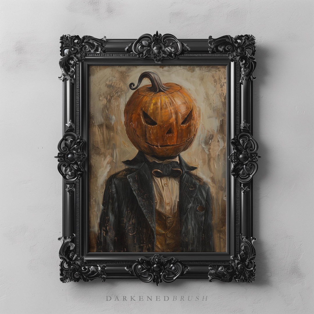 Jack O Lantern Halloween Portrait Vintage Halloween Decor Spooky Season ...