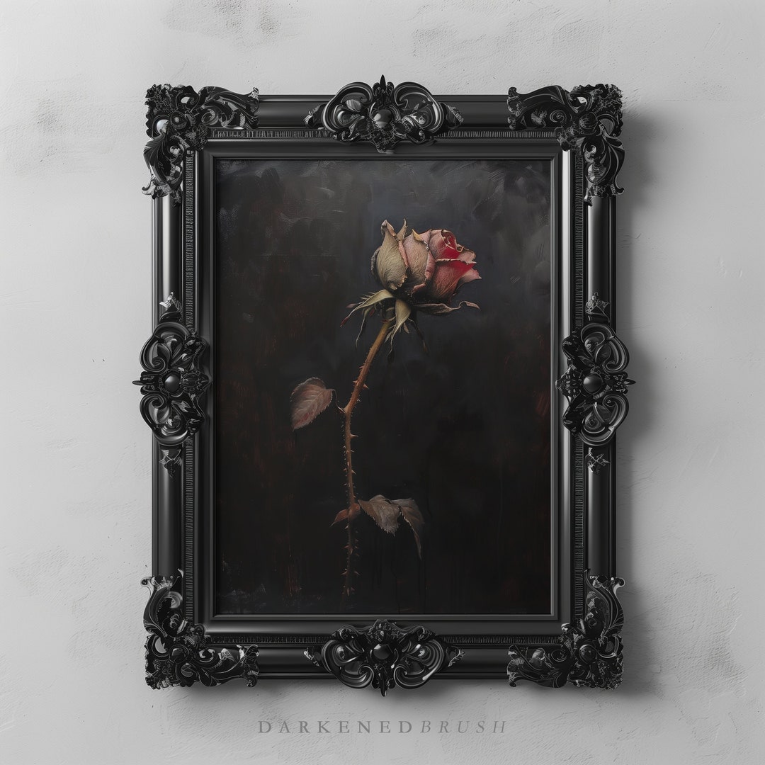 Red Rose Art Printable, Dried Flower Art, Dead Flowers Gothic Wall ...