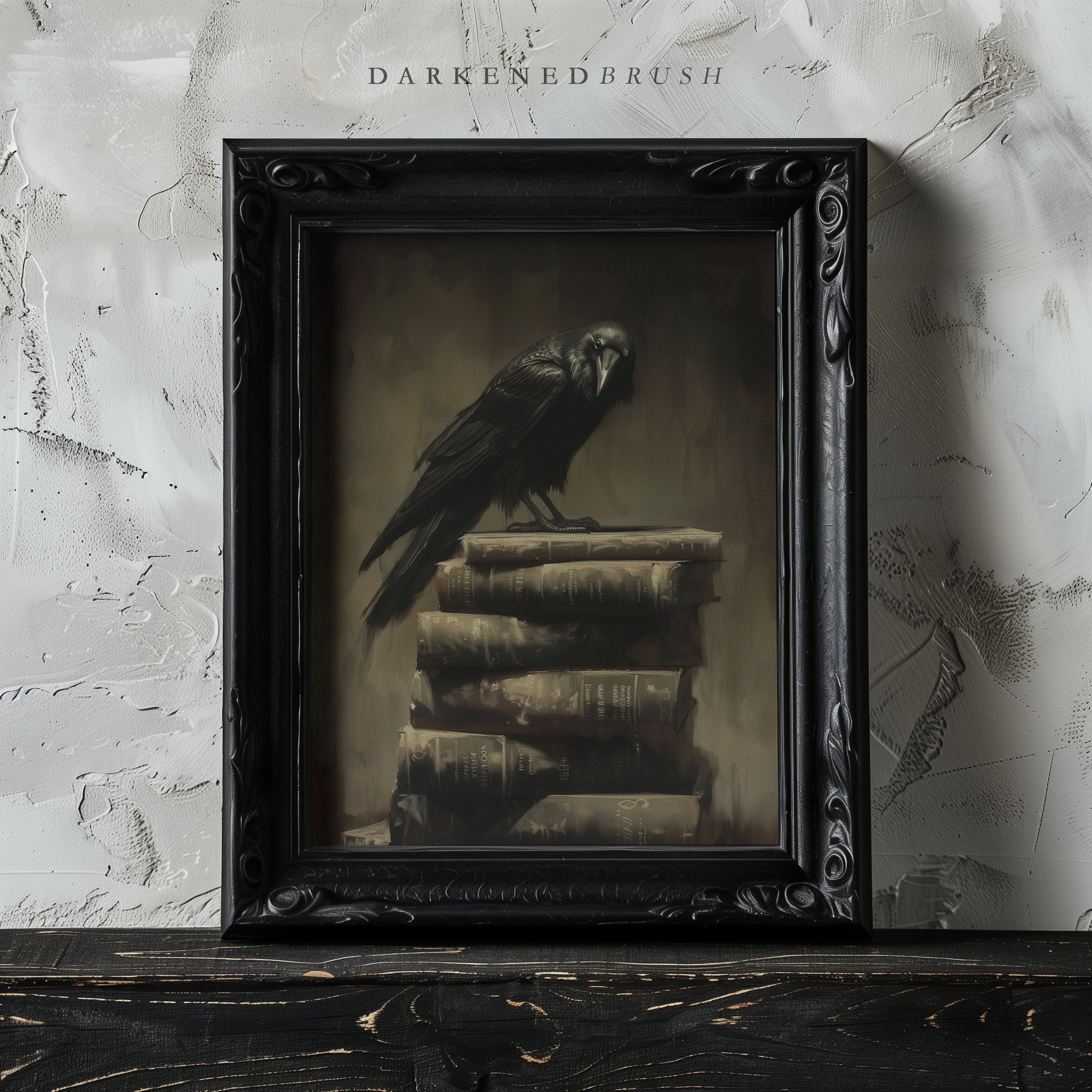 Dark Academia Raven Crow Vintage Bookish Wall Art Print, Moody Gothic ...