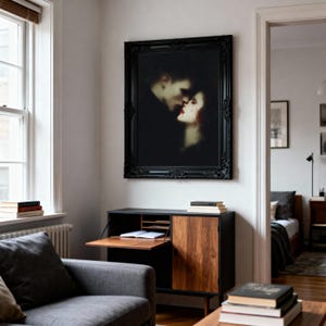 Gothic Vampire Kiss Print, Dark Romantic Wall Art for Lovers, Moody Valentine Fine Art, Baroque Gothic Couple, Haunted Bedroom Decor image 12