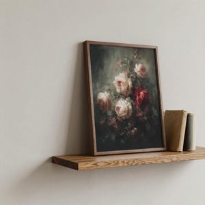 Rose Floral Wall Art, Moody Botanical Painting, Dark Academia Decor, Gothic Physical Archival Print 863