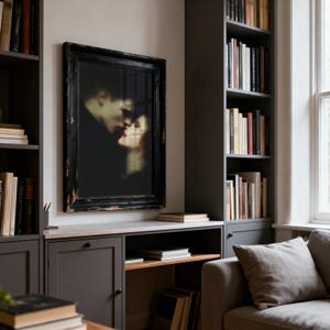 Gothic Vampire Kiss Print, Dark Romantic Wall Art for Lovers, Moody Valentine Fine Art, Baroque Gothic Couple, Haunted Bedroom Decor image 8