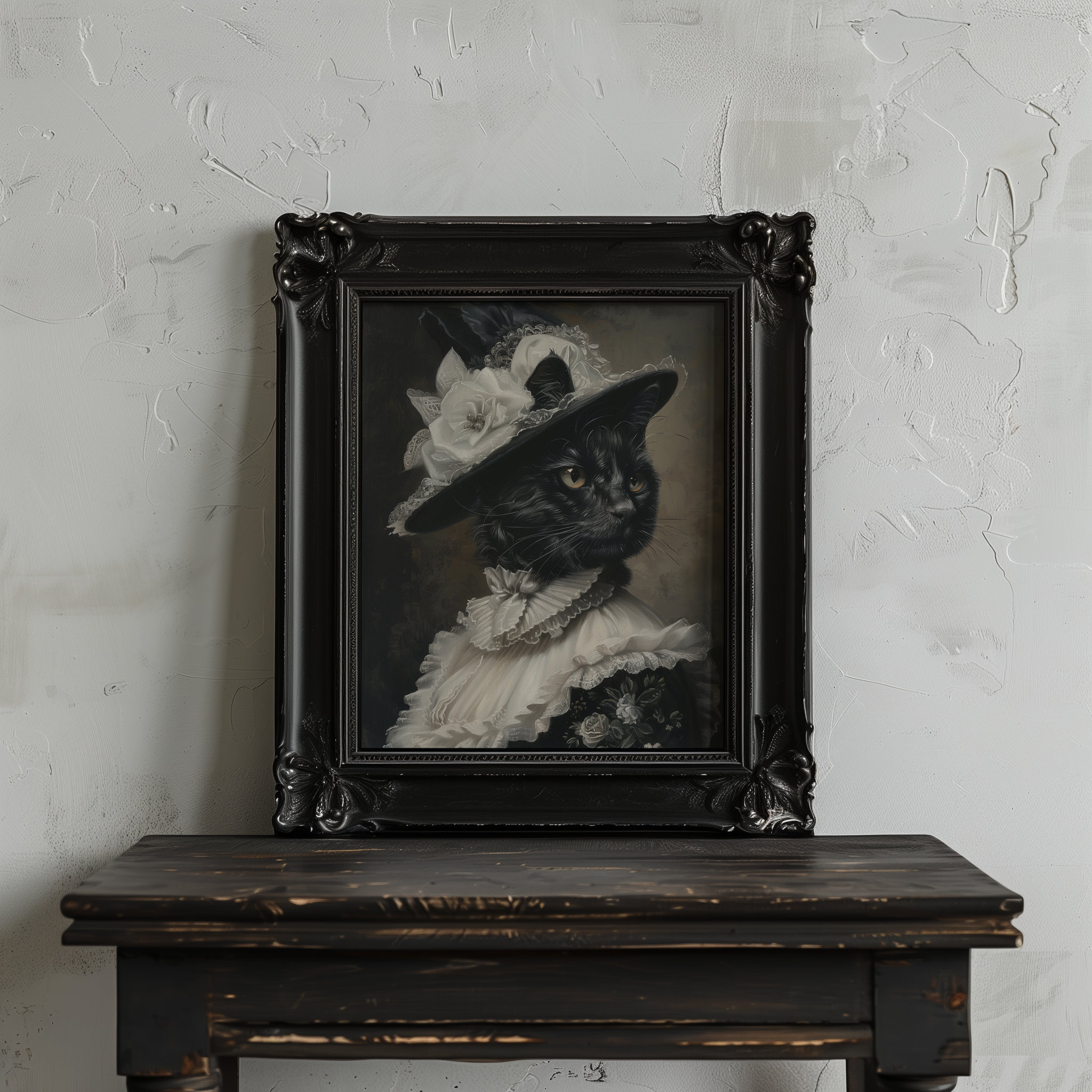 Victorian Lady Black Cat Art Printable, Dark Academia Wall Art Poster ...