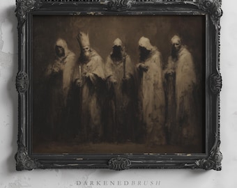Gothic Cloaked Figures Wall Art Haunted Victorian Watchers Printable Dark Academia Spiritual Dark Decor for Romantic Moody Gothic Home Decor