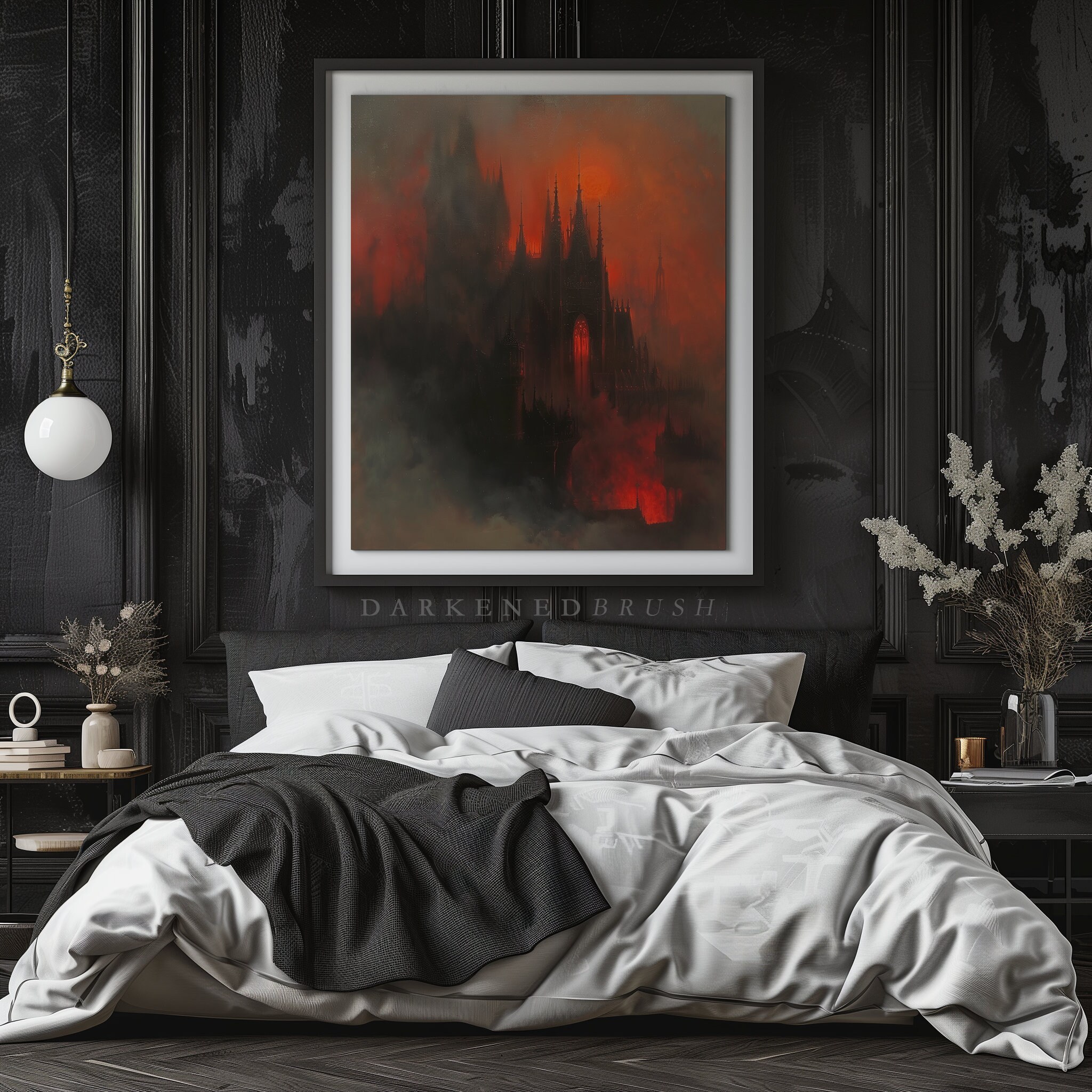 Blood Moon Dracula Dark Gothic Castle Art Print, Moody Wall Art, Dark ...