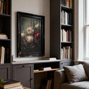 Rose Floral Wall Art, Moody Botanical Painting, Dark Academia Decor, Gothic Physical Archival Print 863