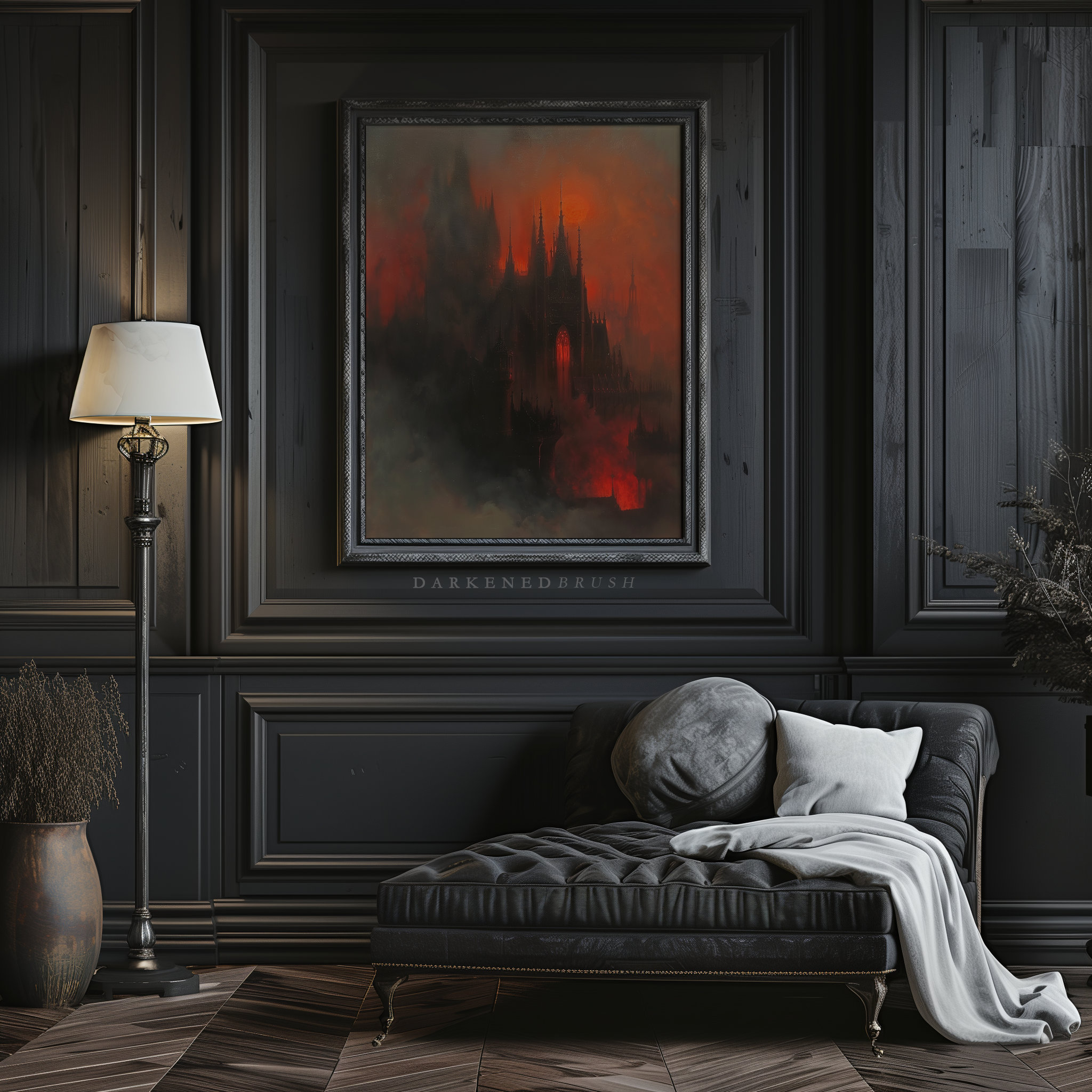Blood Moon Dracula Dark Gothic Castle Art Print, Moody Wall Art, Dark ...
