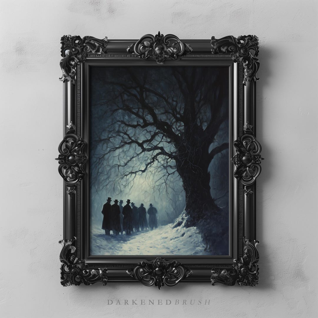 Shadowed Carolers in Snowy Night Mysterious Gothic Winter Art Printable Dark Academia Decor, Woodland Dark Forest Haunting Winter Wall Art - Etsy Japan