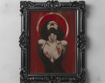 Gothic Princess, Feminist Wall Art, Lilith Woman Painting, Witchy Wall Art, Vampire Art Print, Dark Arts Decor, Gothic Oil Painting Print