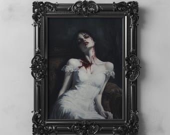 Victorian Vampire Gothic Wall Art Dark Romantic Dark Academia Macabre Art Fantasy Horror Aesthetic Halloween Printable Dark Cottagecore Art
