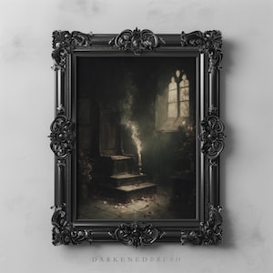 Victorian Candle Cathedral Stairwell Art Gothic Church Interior Wall Printable Moody Romantic Sacred Decor Dark Academia Vintage Home Decor
