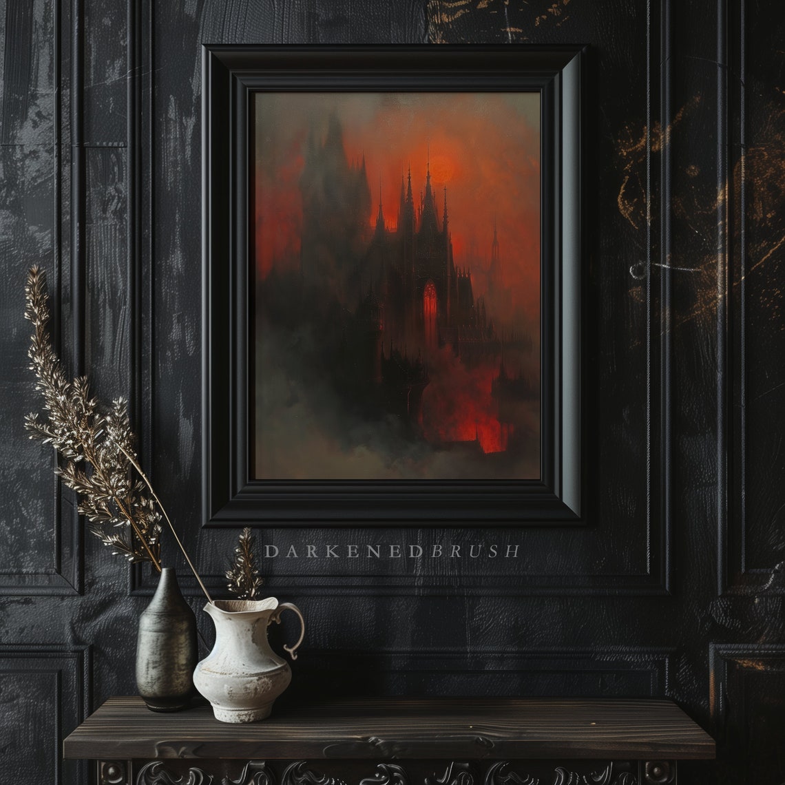 Blood Moon Dracula Dark Gothic Castle Art Print, Moody Wall Art, Dark ...