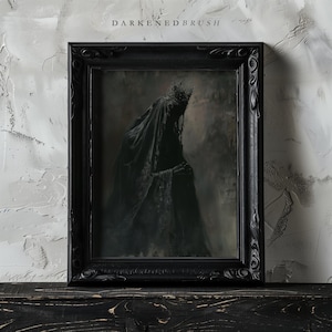 Dark Gothic Queen Art Print, Witch Cloaked Figure, Moody Wall Art ...