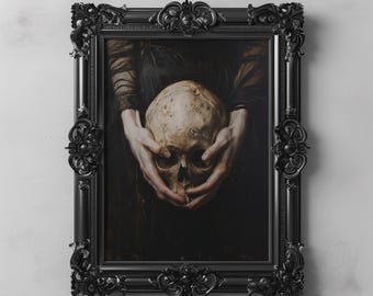 Gothic Skull Art Dark Academia Wall Art Witchy Wall Art Gothic Decor, Vintage Gothic Art Aesthetic Printable, Occult Art Poster Macabre Art