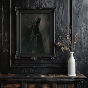 Dark Gothic Queen Art Print, Witch Cloaked Figure, Moody Wall Art ...