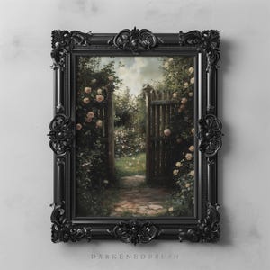 Vintage Garden Wall Art Romantic Rose Cottagecore Printable Floral Rustic Decor Secret Garden Poster Dark Botanical Forestcore Fairycore Art