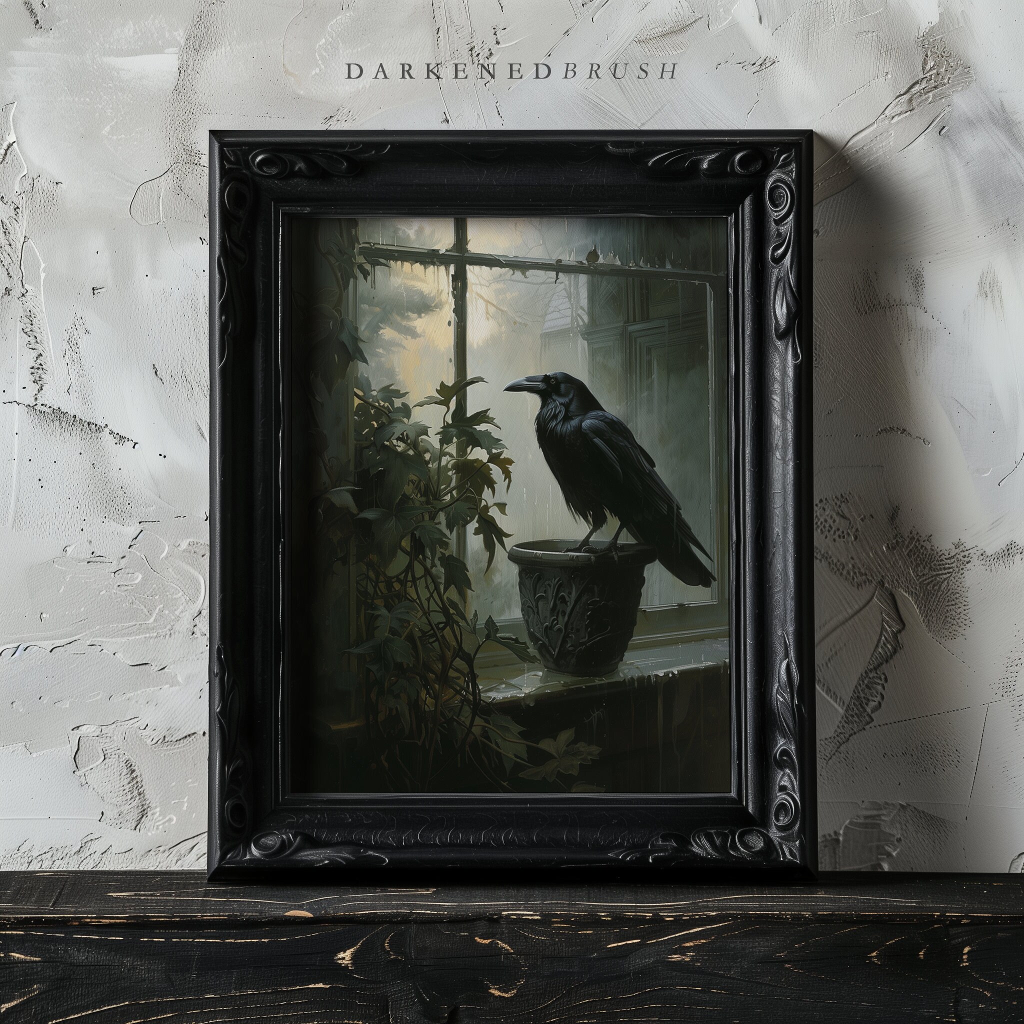 Crow Raven Art Print Dark Cottagecore Moody Gothic Painting, Witchy ...