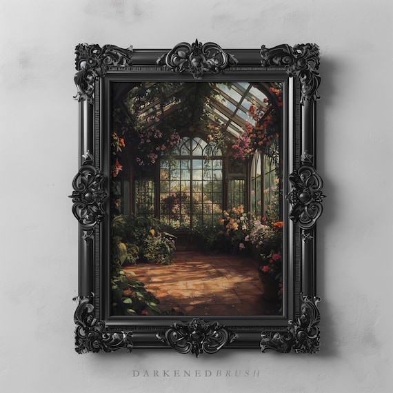Botanical Greenhouse Art Moody Floral Printable Garden Wall Art, Nature-Inspired Gothic Flower Decor, Vintage Cottagecore Plant Lover Decor
