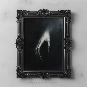 Nosferatu Dracula Clawed Hand in Darkness, Gothic Vampire Horror Wall Art, Creepy Minimalist Painting, Macabre Fantasy Decor, Dark Aesthetic