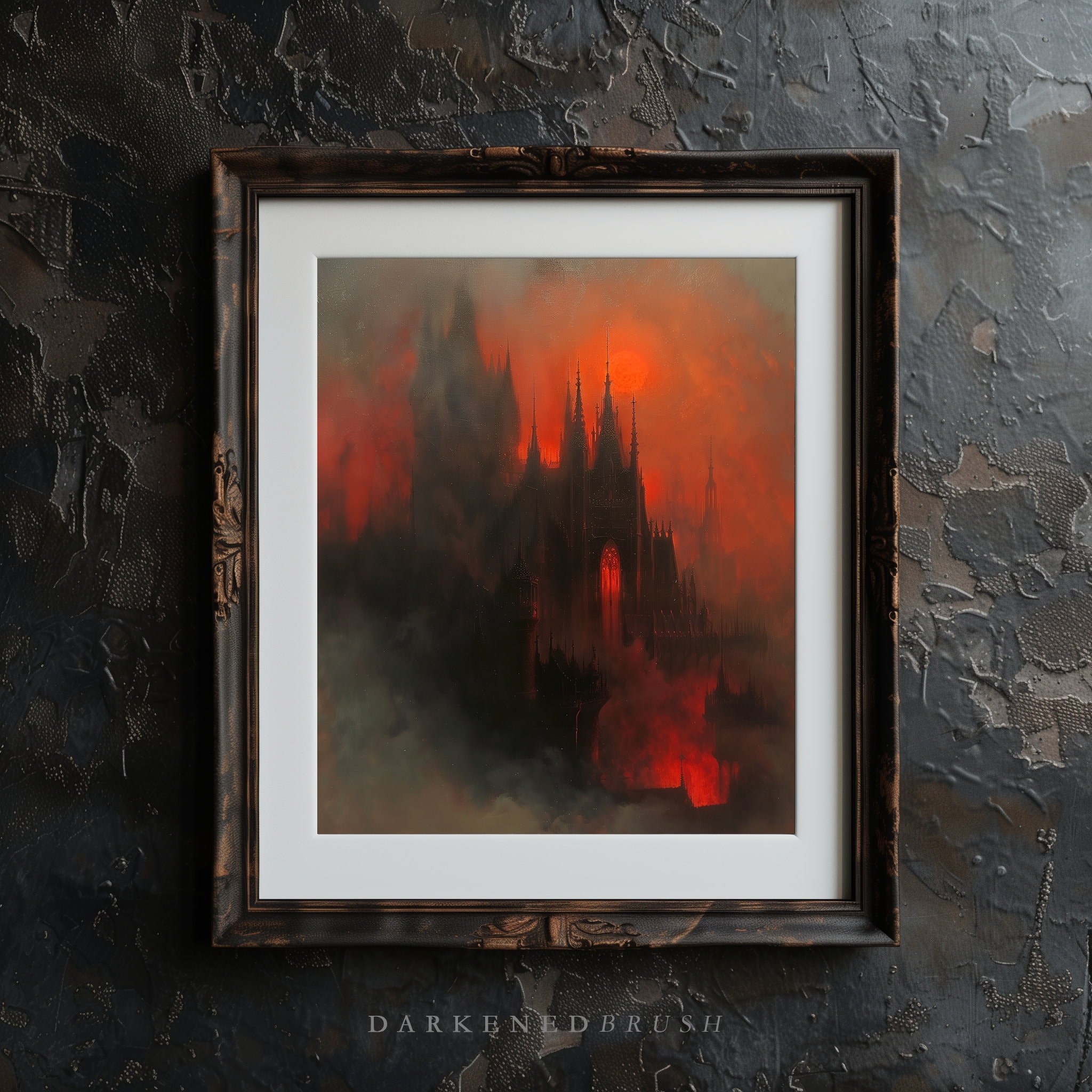 Blood Moon Dracula Dark Gothic Castle Art Print, Moody Wall Art, Dark ...