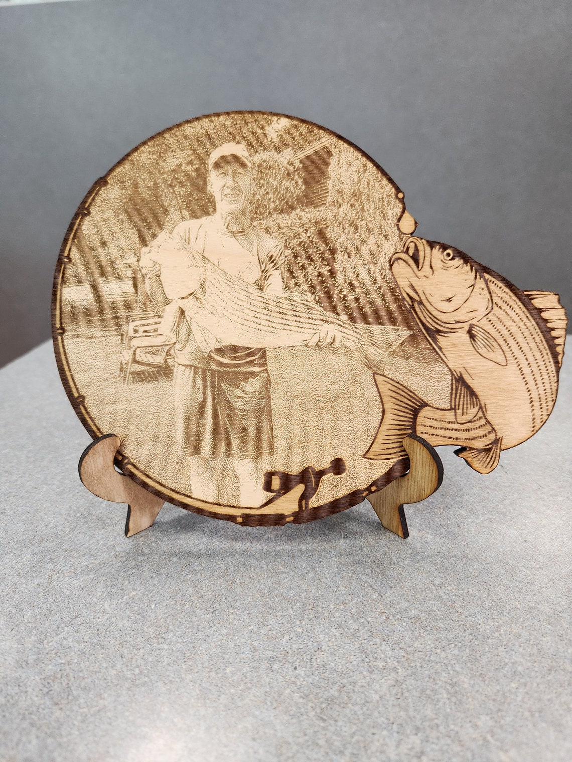 Laser Engraved Wood Fishing Photo/engraved Fishing Photo/engraved ...