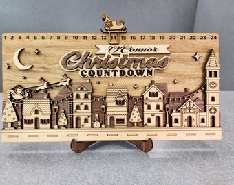 Personalized Wood Christmas Countdown Calendar/Christmas Wood Advent Calendar/Christmas Decorations/Christmas Decor/Advent Calendar/Holidays