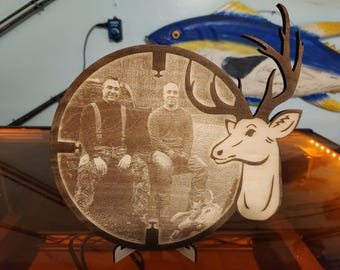 Laser Engraved Wood Hunting Photo/Engraved Hunting Photo/Engraved Hunting Photo Magnet/Hunting Trophy Wall Hanging/Hunting