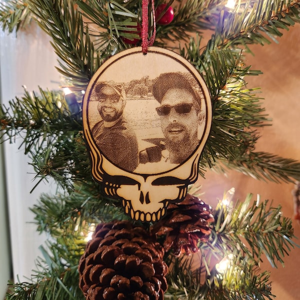 Personalized Steal Your Face Wooden Photo Ornament/Laser Engraved Photo Christmas Ornament/Steal Your Face/Stealie/Rearview Mirror Ornament