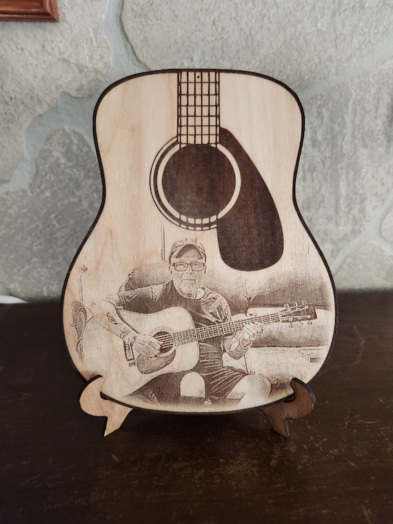 Laser Engraved Acoustic Guitar Shaped Wood Photo/engraved Musician