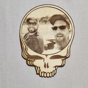 Personalized Steal Your Face Wooden Photo/Personalized Grateful Dead Stealie Wood Photo/Laser Engraved Photo/Steal Your Face/Stealie Magnet