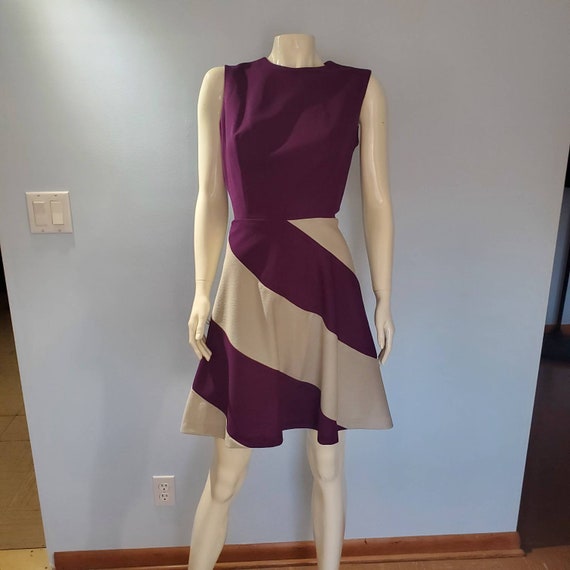 Purple and White Swirl Vintage Dress - Size Medium