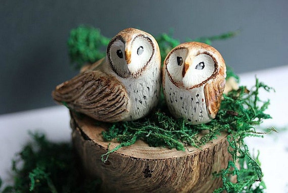 Barn Owl Cake Topper Rusticwedding Owl Cake Topper Clay Etsy