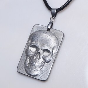 Meteorite pendant，Muonionalusta meteorite Necklace pendant Carving Skull