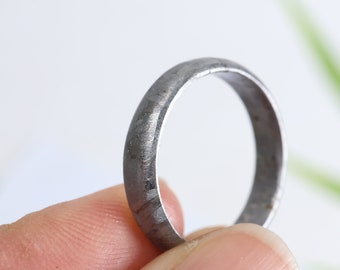 Meteorite Wedding Ring，Muonionalusta iron meteorite Ring,Meteorite Jewelry