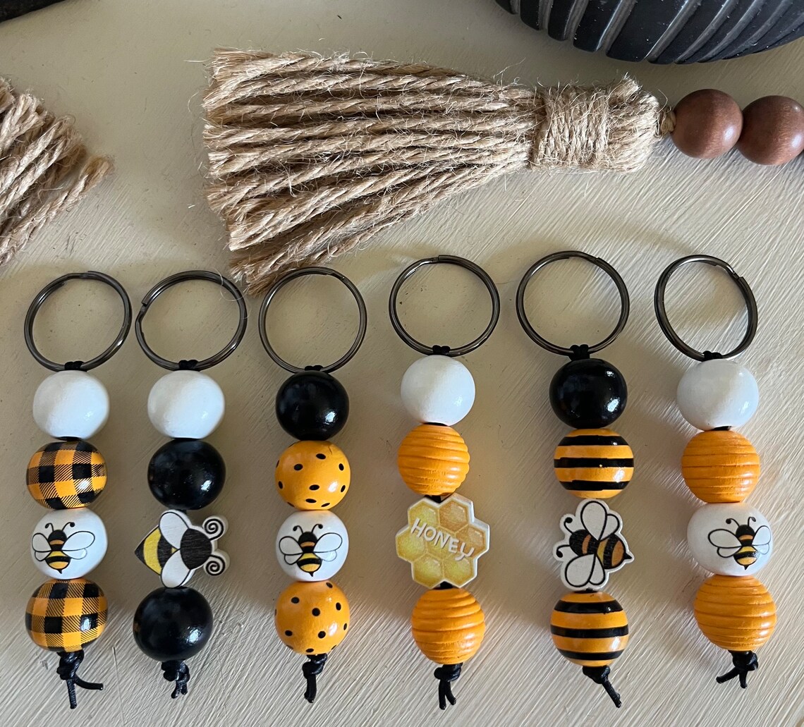 Honey Bee Beaded Keychain: Bee Keeper Gift - Etsy