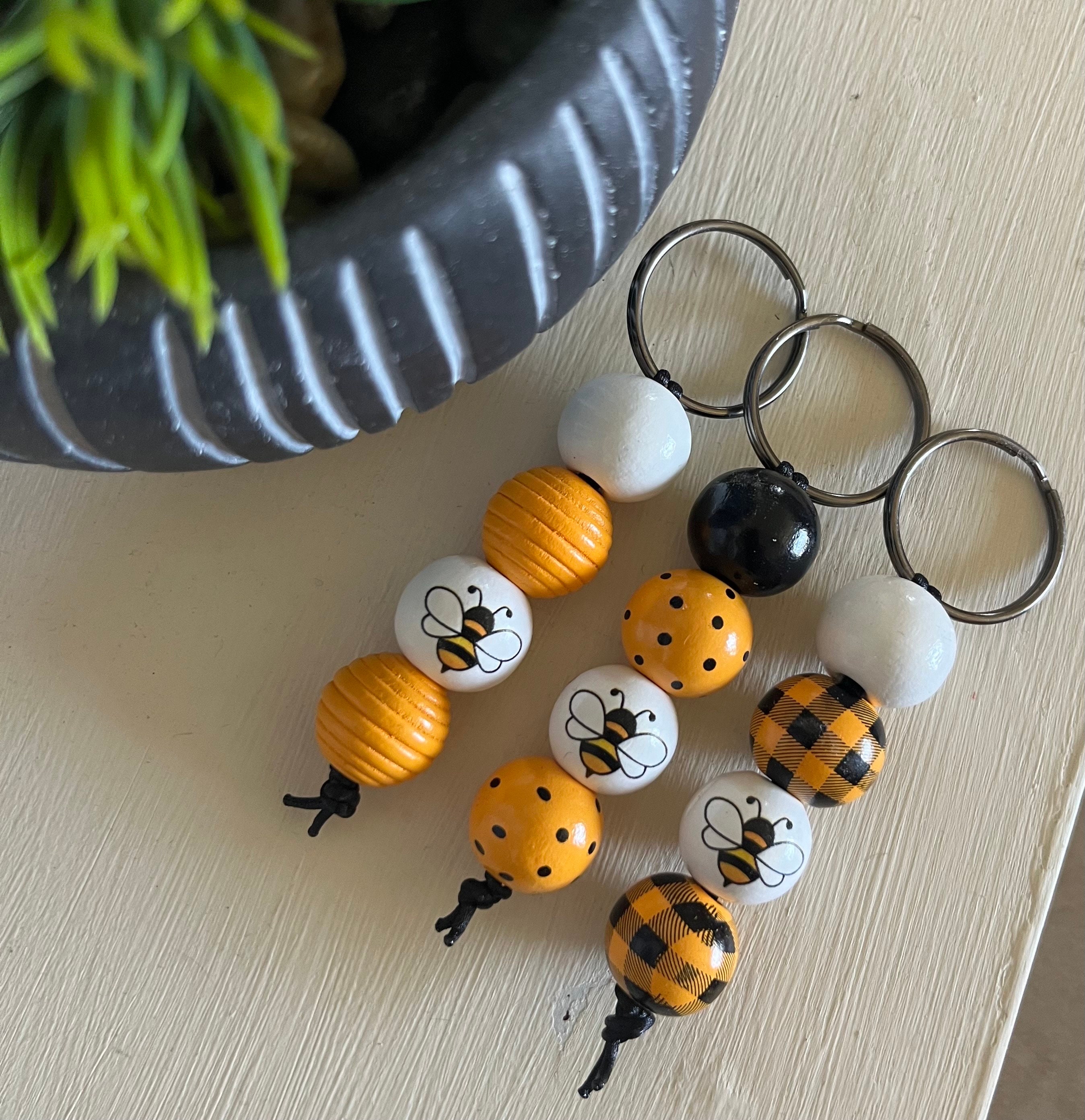 Honey Bee Beaded Keychain: Bee Keeper Gift - Etsy
