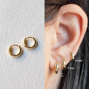 Chunky Gold Huggie Hoop Earring, Small Hoop Earrings Set, Thick Gold Huggie Hoop, Gold Huggie Sleeper, Gift Set, Best Friend Gift