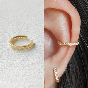 Gold Pave Ear Cuff, Non Pierced CZ Ear Cuff, Diamond Cuff Earrings, Conch Ear Cuff, Bridesmaid Gift, Best Friend Birthday Gift, Minimalist