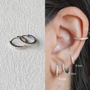 Crystal Pave Huggie Hoop Earrings, Small Hoop Earrings, Tragus Hoop, Helix Hoop, Cartilage Hoop, Small Huggies, Gift for Her, Birthday Gift