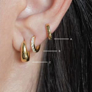 Gold Huggie Hoop Gift Set - Small Hoop Earring Set- Sterling Silver Hoop Earrings - Everyday Earrings- Gold Huggies - Gift for Her - Giftset