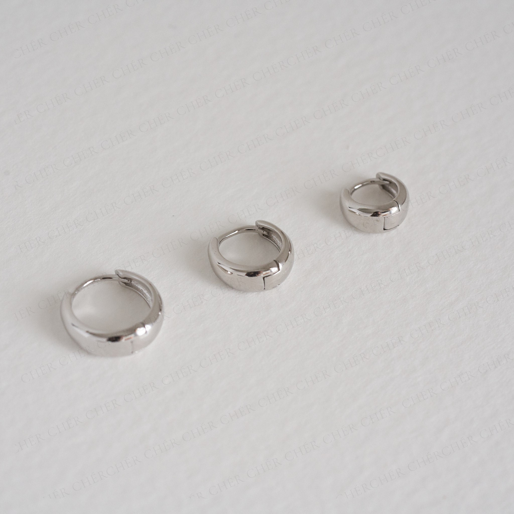 Tapered Silver Huggie Hoops Earrings - Tapered Hoops - Dainty Hoops - Gold Hoops - Chunky Hoops - Silver Hoops - Gift for Her - Gift Set