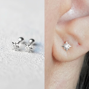 Pendientes de estrella diminuta, pendientes de diamante con forma de estrella, pendientes de circonita cúbica, pendientes celestiales, regalo para ella, regalo de cumpleaños, minimalista