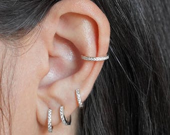 Pave Ear Cuff, brincos de zircônia cúbica sem furos, brincos de diamante, brincos de concha, presente para ela, presente para madrinha, presente de aniversário, presente para a mãe