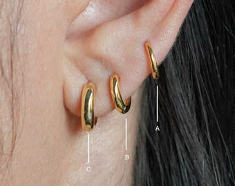 Conjunto de pequeños pendientes de aro para uso diario, aros pequeños de plata, aros pequeños de oro, aros tipo aro con cierre de clic, aros pequeños, regalo para ella, cumpleaños