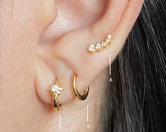 Star Earring Set - Celestial Earring - Sterling Silver Earring Set - Huggie Earring Set - Gift for Her - Best Friend - Everyday Earrings