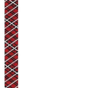 May include: A red, black, and white tartan plaid pattern.
