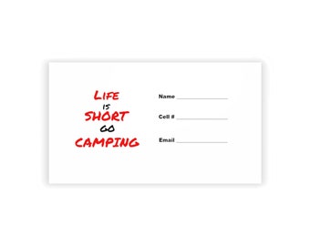 Life is Short go Camping Visitenkarten